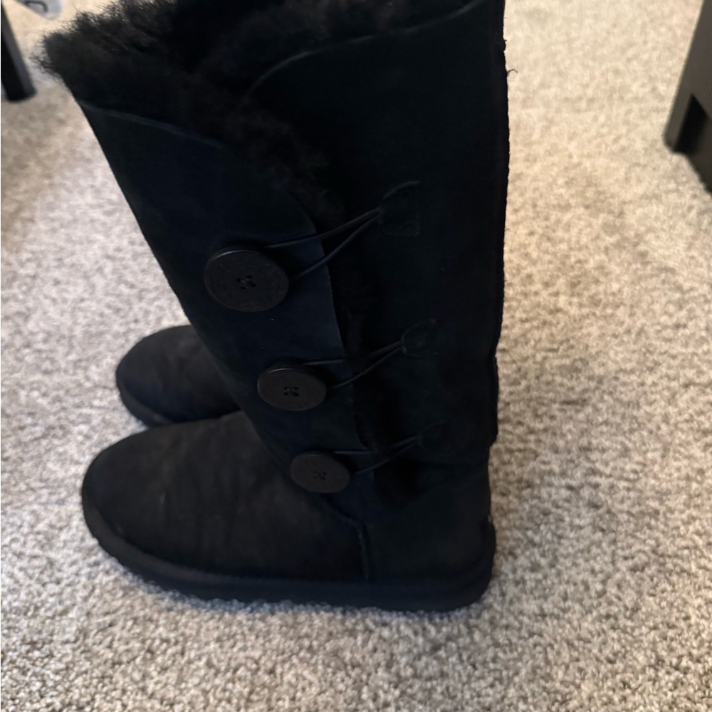 UGG Black Button-Accent Tall Winter Boots